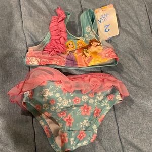 New NWT Disney princesses two piece girl’s bathing suit 12 months